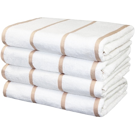Monarch Brands Las Rayas Towels, 30in x 60in, Beige, 24PK BT-HS3060-15BG-CS